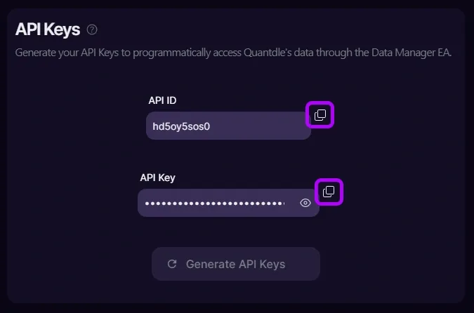 Generación de las claves API
