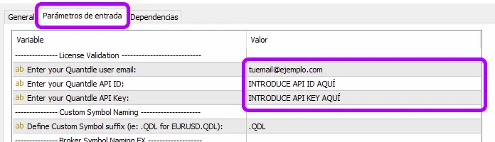 Introducción API Keys en EA