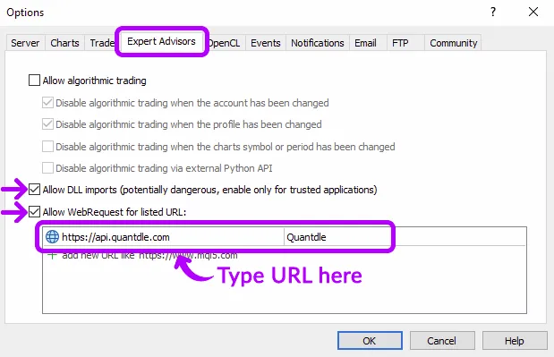 Configuring Experts Tab