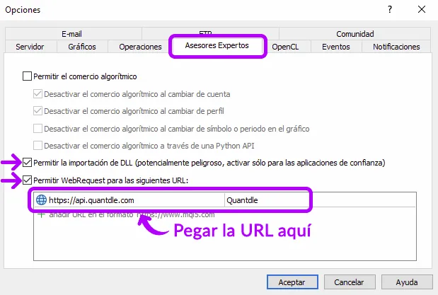 Configuring Experts Tab